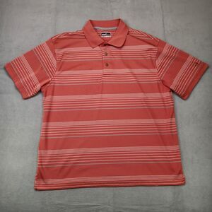 Grand Slam Golf Polo Shirt Men's XL S/S Pink Salmon Striped Performance Stretch